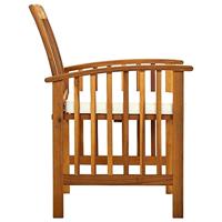 Tuinstoelen 3 st met kussens massief acaciahout - thumbnail