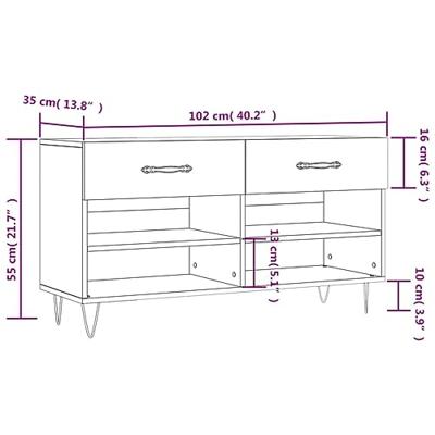 Schoenenbank 102x35x55 cm bewerkt hout gerookt eikenkleurig