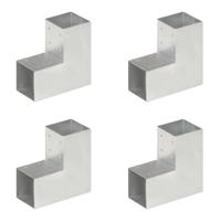 Paalverbindingen 4 st L-vorm 91x91 mm gegalvaniseerd metaal - thumbnail