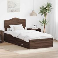 Bedframe met hoofdeinde Bruin Eiken 75 x 190 cm Bewerkt hout - thumbnail