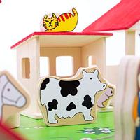 Bigjigs houten speel boerderij met accessoires, 48dlg. - thumbnail