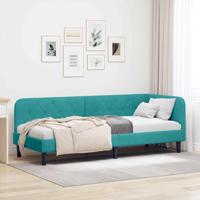 Hoekbedframe met hoofdeinde Turquoise 80 x 200 cm Fluweel - thumbnail