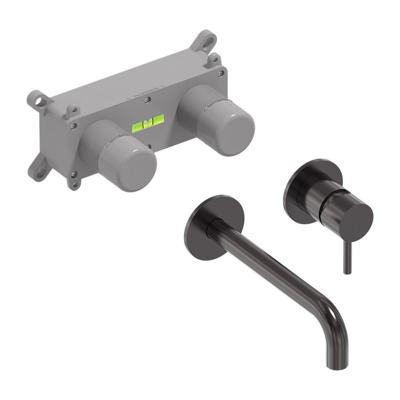 Inbouw Wastafelmengkraan MAY Stilo Eenhendel Incl. Inbouwbox Geborsteld Carbon Black PVD