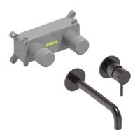 Inbouw Wastafelmengkraan MAY Stilo Eenhendel Incl. Inbouwbox Geborsteld Carbon Black PVD - thumbnail