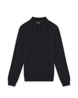 Lyle & Scott winter polo shirt jongens - donker navy blauw - longsleeve, gebreid - thumbnail