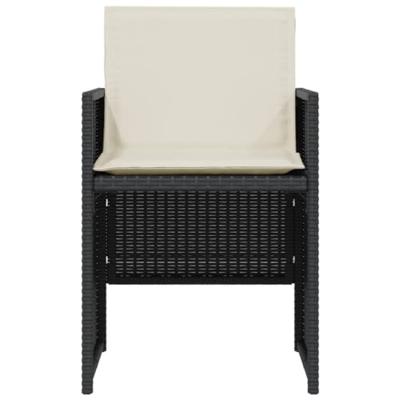 3-delige Bistroset met kussens poly rattan zwart