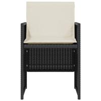3-delige Bistroset met kussens poly rattan zwart - thumbnail