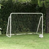 VidaXL Voetbaldoel met net 180x90x120 cm staal wit - thumbnail