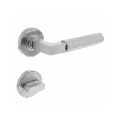 Deurkruk 0379 Bau-stil op rozet rond staal met 7mm nok met WC 8mm RVS
