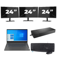 Lenovo IdeaPad Flex 5 14ITL05 - Intel Core i3-11e Generatie - 14 inch - 16GB RAM - 256GB SSD - Windows 11 Home + 3x 24 inch Monitor - thumbnail