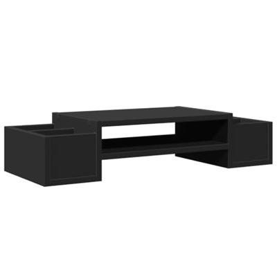 Monitorstandaard met opbergruimte 70x27x15 cm hout zwart Monitorstandaard met opbergruimte 70x27x15 cm hout zwart