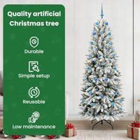 VidaXL Kunstkerstboom wit 210 cm pvc en plastic en staal en pe - thumbnail
