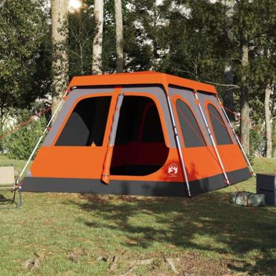 Koepeltent 10-persoons snelontgrendeling grijs en oranje