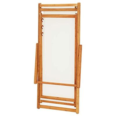 vidaXL Strandstoel inklapbaar eucalyptushout en stof crèmewit