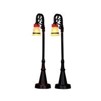 Lemax bell ornament lamp post s/2 verlichte straatlantaarn 2015 - thumbnail