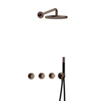 Hotbath Cobber - CB7067 - Inbouw Regendoucheset - Verouderd Messing - 2 Stopkranen - Thermostatisch - Wandarm 40 cm - Hoofddouche 200 mm - Staafhanddouche - Waterbesparend - thumbnail