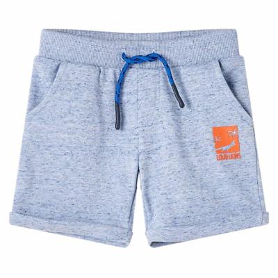 Kindershorts met trekkoord 140 gemleerd blauw