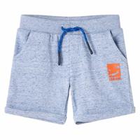 Kindershorts met trekkoord 140 gemleerd blauw - thumbnail