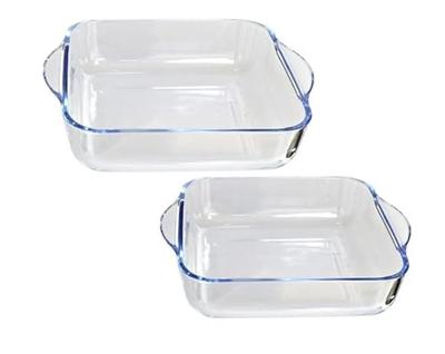 Set van 2 Glazen ovenschalen-serveerschalen rechthoekig 25 en 32 cm - Ovenschotel oven serveerschaal van glas