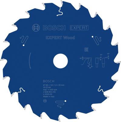 Bosch Accessoires EXPERT Wood Cirkelzaagblad | 165 x 1,8/1,3 x 20 mm | T20 - 2608902216