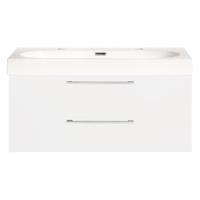 Badkamermeubelset Differnz Somero Met Keramiek Wastafel 100 cm Hoogglans Wit - thumbnail