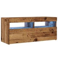 Tv-meubel met LED 90x35x40 cm bewerkt hout oud hout - thumbnail