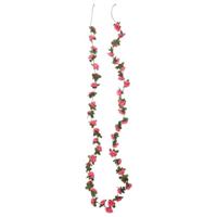 VidaXL Kerstslingers met bloemen 6 st 240 cm roodroze - thumbnail