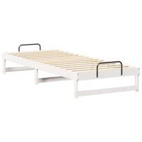 Bedframe met Draaghandvatten Wit Massief grenenhout - thumbnail
