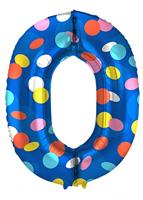 Folieballon &apos;0&apos; Kleurrijke Stippen - thumbnail