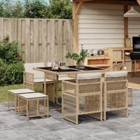 9-delige Tuinset met kussens poly rattan beige - thumbnail