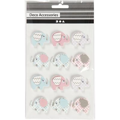 Creativ Company 3d stickers, olifanten, h: 25 mm, b: 31 mm, dikte 7 mm, 12 stuk/ 1 doos