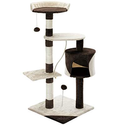 Krabpaal, kattenkrabpaal, kattenpaal, 112 cm, bruin/beige