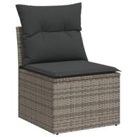 11-delige Loungeset met kussens poly rattan grijs - thumbnail
