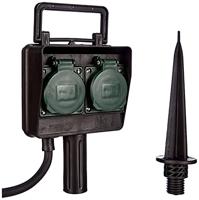 Brennenstuhl 1154430 Buitenstopcontact 2-voudig Zwart, Groen Met grondspies - thumbnail