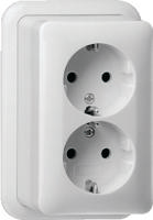 Gira wandcontactdoos 2-voudig met randaarde opbouw creme - thumbnail