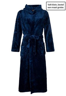 Blauwe fleece badjas met capuchon-xl/xxl
