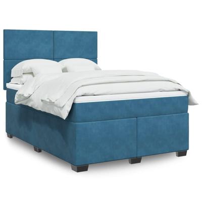 Boxspring met matras fluweel blauw 140x200 cm