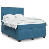 Boxspring met matras fluweel blauw 140x200 cm - thumbnail