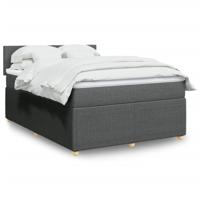 Boxspring met matras stof donkergrijs 180x200 cm - thumbnail