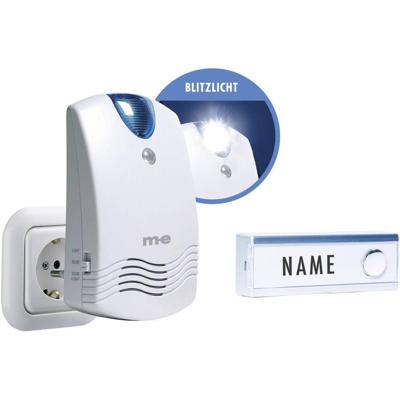 m-e modern-electronics FG1.2 Complete set voor Draadloze deurbel Met naambord, Met flitslicht m-e modern-electronics FG1.2 Complete set voor Draadloze deurbel Met naambord, Met flitslicht