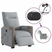 Sta-op-massagestoel elektrisch verstelbaar stof lichtgrijs - thumbnail