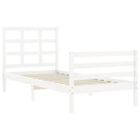 Bedframe met hoofdbord massief hout wit - thumbnail