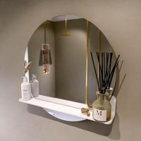 MONDIAZ SPOT spiegel rond 70cm met Spiegelplanchet kleur Talc. - thumbnail