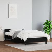 Bedframe met hoofdbord kunstleer zwart 90x190 cm - thumbnail