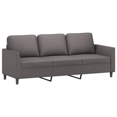 2-delige Loungeset met kussens kunstleer grijs - thumbnail