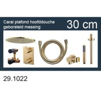 Inbouwthermostaatset Wiesbaden Caral Rond 30cm Plafonduitloop Geborsteld Messing Goud PVD Coating - thumbnail