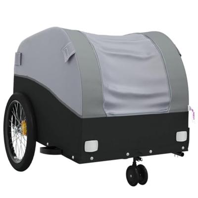 VidaXL Fietstrailer 30 kg ijzer zwart en grijs - thumbnail