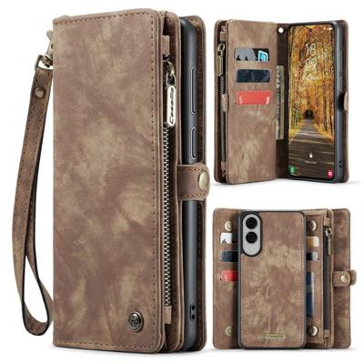 Caseme Samsung Galaxy S25 Edge hoes - Vintage 2 in 1 portemonnee - Bruin