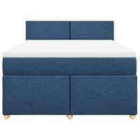 Boxspring met matras stof blauw 140x190 cm - thumbnail
