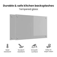 VidaXL Keuken spatscherm 2 pcs lichtgrijs 80 x 50 cm gehard glas - thumbnail